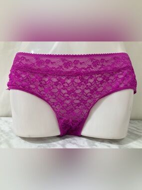 Miiyu Fuchsia Floral Lace Hipster Brief Underwear Size L NWOT